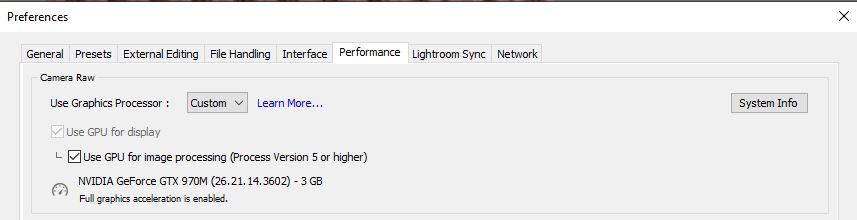 Lightroom Classic 8.4 added GPU image acceleration