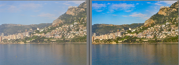 Image before and after applying the Dehaze adjustment